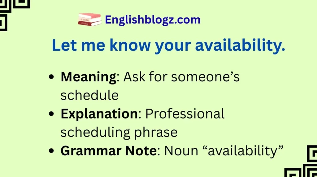 Let me know your availability.