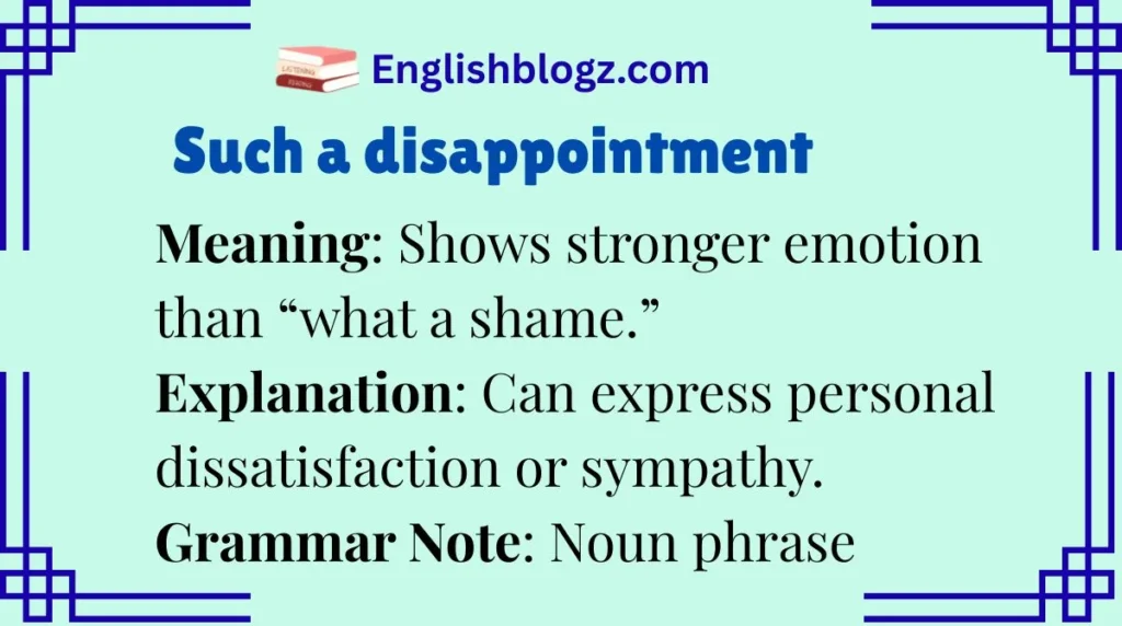 Such a disappointment