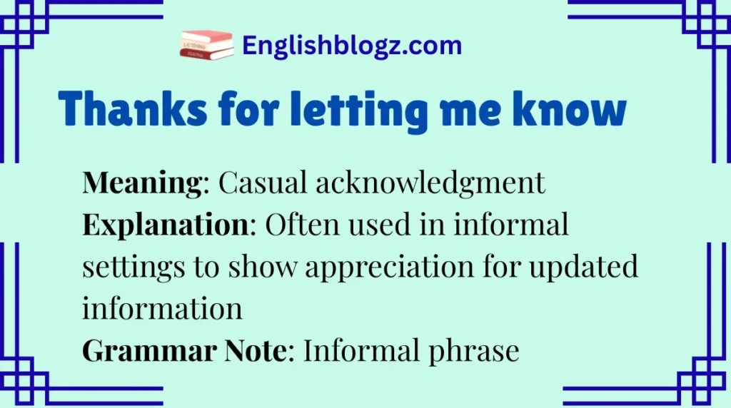 Thanks for letting me know