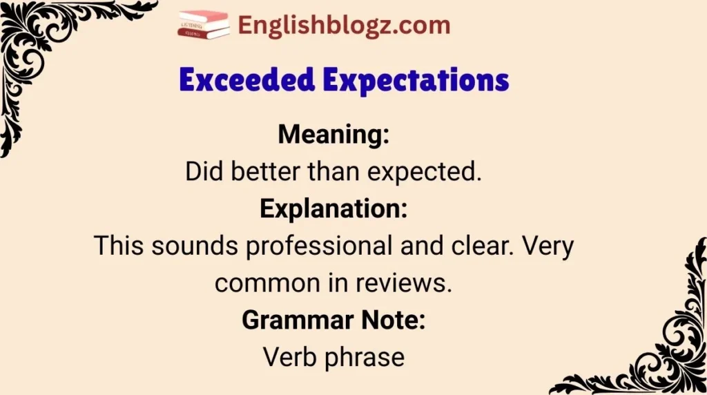 Exceeded Expectations