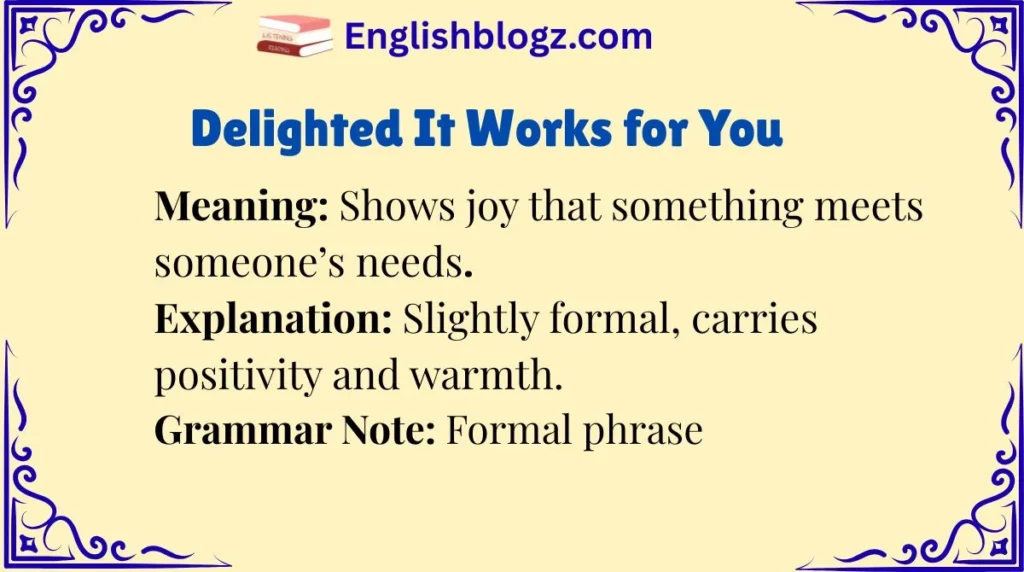 Phrase: Delighted It Works for You