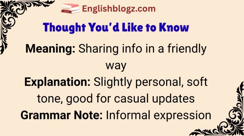 Thought You’d Like to Know