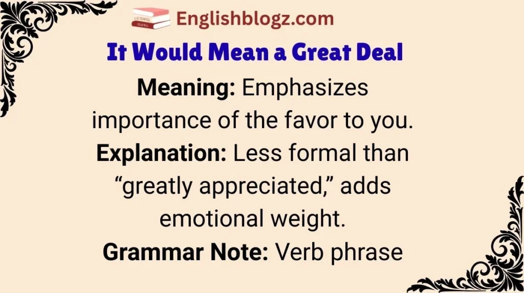 It Would Mean a Great Deal