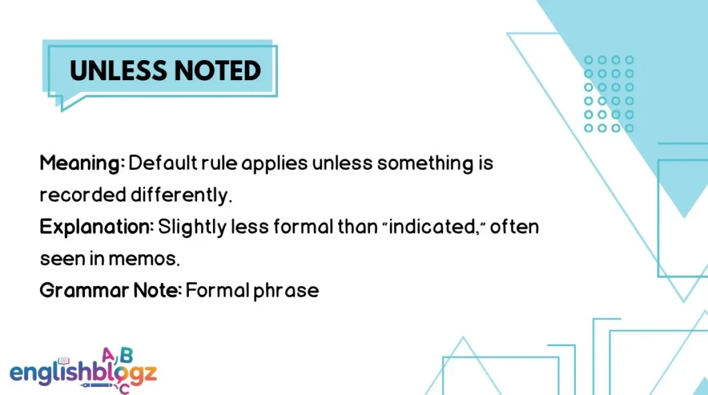 Unless Noted